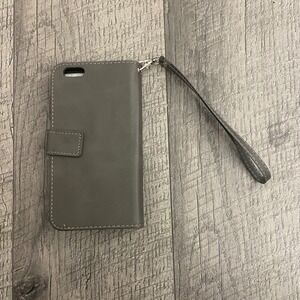 Grey Faux Leather Wallet Phone Case with Zipper Pocket and Wristlet Strap